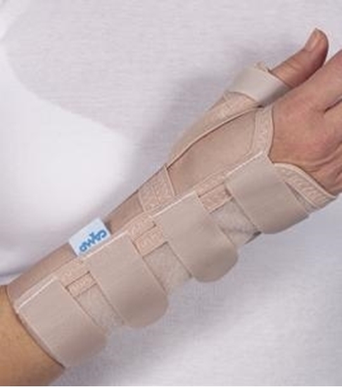 Long thumb orthosis with palm metal strip (C80) attēls